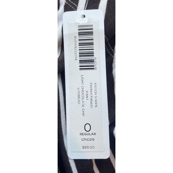 Travelers Chico's Wide Leg Pants Small NWT Stripe Palazzo Boho Ren Faire Pull On - Picture 13 of 15